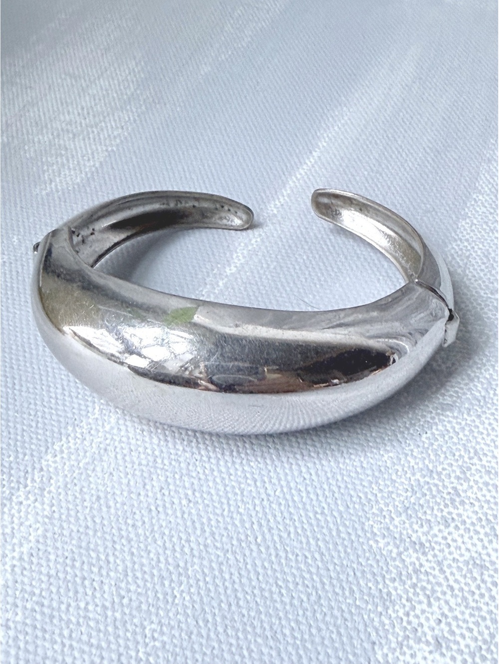 VTG Coro Pegasus Silver Tone Hinged Cuff Bracelet 1950s
